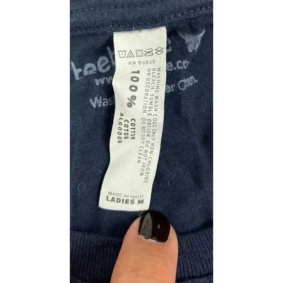 Dinosaur Love T Shirt Short Sleeve MEDIUM Tee Turtle Women's Dark Blue - Picture 9 of 10